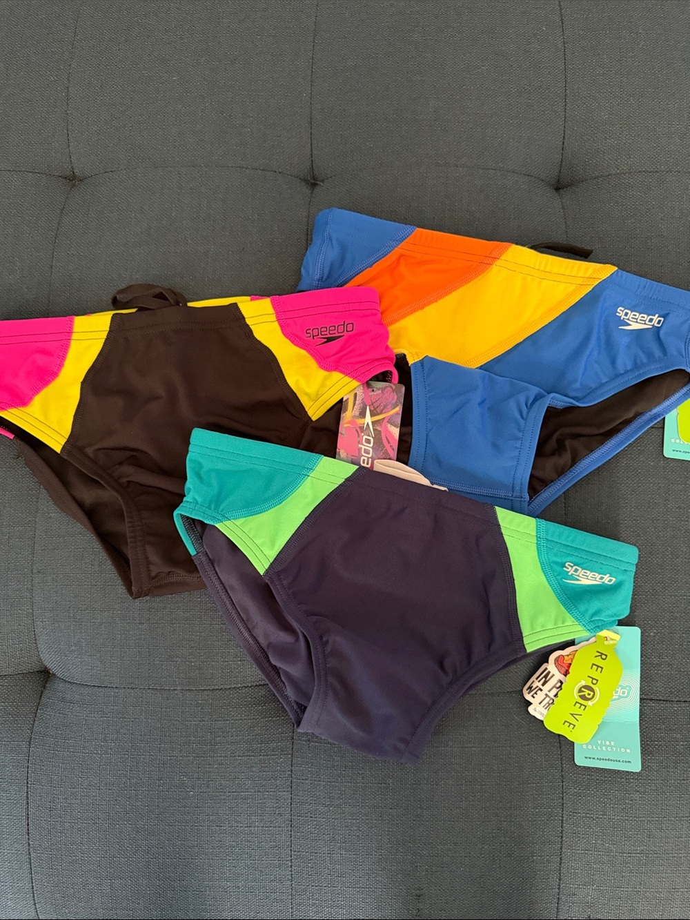 Men’s Speedo Swim Briefs bundle of 3 NEW Euro Brazilian Eco Endurance waist 30